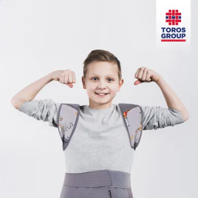 Корсет для корекції постави дитячий Toros-Group, Тип 652 (сірий з котами)